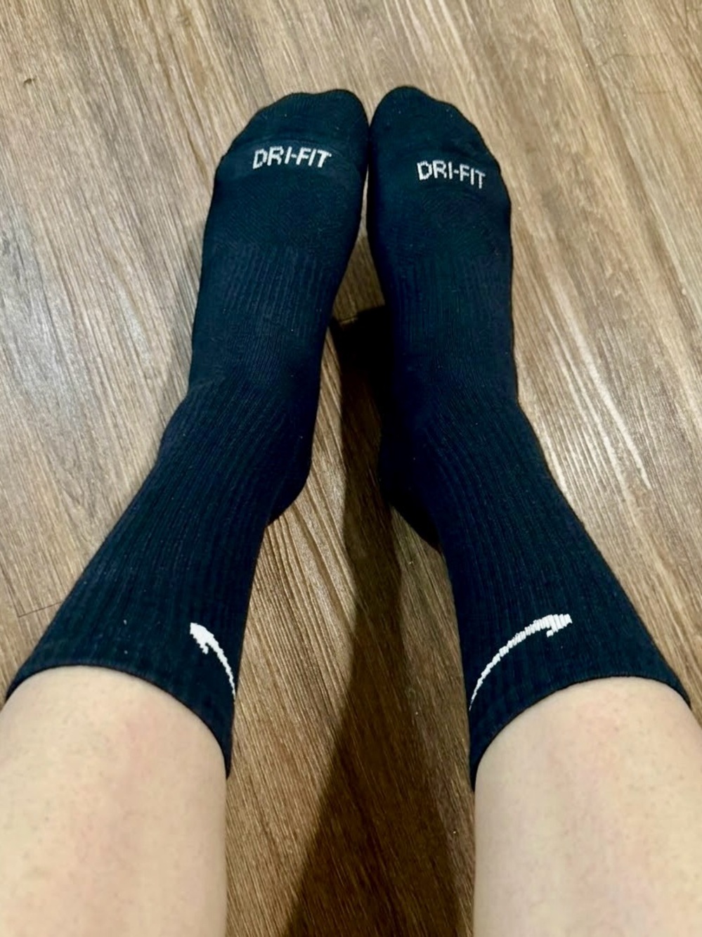 Nike Black Crew Dri-FIT Socks with White Swoosh
